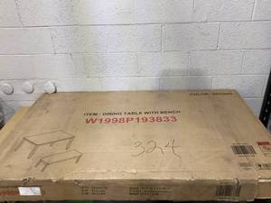 lot 468 image: Brown Dining Table And Bench 62x38x5.5