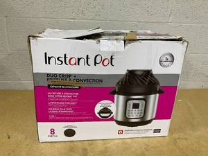 lot 334 image: Instant Pot Duo Crisp 11-in-1 Air Fryer and Electric Pressure Cooker Combo with Multicooker Lids