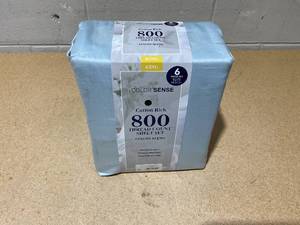 lot 238 image: 6PCS King Size Color Sense 800 Thread Count Light Blue Cotton Rich Adult Bed Sheet Set