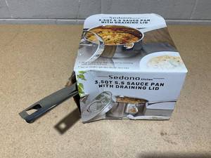 lot 244 image: Sedona Kitchen Pro Stainless Steel 3.5-Qt. Saucepan with Draining Lid