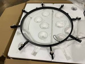 lot 5 image: Metal Chandelier 48 Inch 8 Bulb Round Black