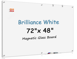 lot 303 image: MaxGear Glass White Board 72x48 Inches Brilliance White Magnetic Dry Erase Board Wall Mounted Whiteboard