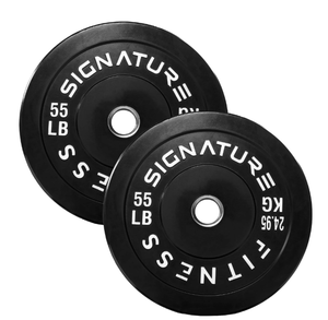 lot 313 image: BalanceFrom Pair of 55LB Black Bumper Plates