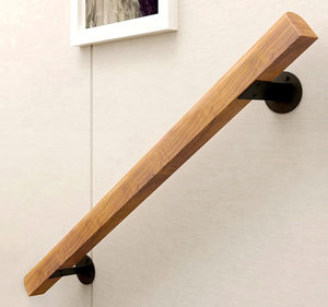 lot 443 image: 5FT Wooden Stair Handrails, Hand Railings for Stairs Indoor Outdoor, Sturdy Safety Wall Mount Support, Non-Slip Staircase Handrail for Home Garden Corridor