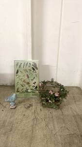 lot 13 image: Bird Themed Decor Items with Common Garden Birds Poster