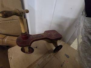 lot 35 image: Vintage Ride-a-Way Wooden Tricycle