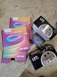 lot 36 image: Set of LED Desk Lamps and Neon Rope Lights