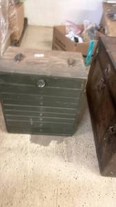 lot 111 image: Vintage Wood and Metal 7-Drawer Tool Chest