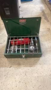 lot 114 image: Coleman Green Two-Burner Portable Camp Stove