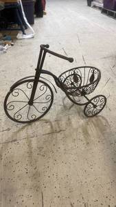lot 126 image: Decorative Metal Bicycle Plant Stand with Scrollwork Design