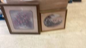 lot 132 image: Pair of Framed Art Prints - Floral Still Life and Shepherd Scene