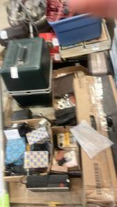 lot 142 image: Vintage Photography and Projection Equipment Assortment with Cameras, Projector, and Accessories