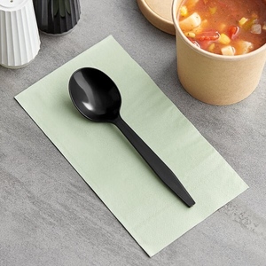 lot 174 image: Case of 1000 Black Plastic Soup Spoons Disposable Cutlery