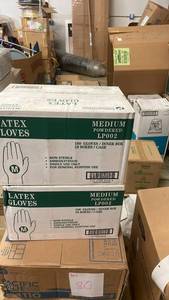 lot 177 image: 2 Cases of Latex Gloves Medium Powdered LP002 Non-Sterile (2 Boxes1000 Gloves)
