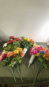 lot 229 image: Set of 6 Artificial Floral Arrangements with 2 Vase Stakes