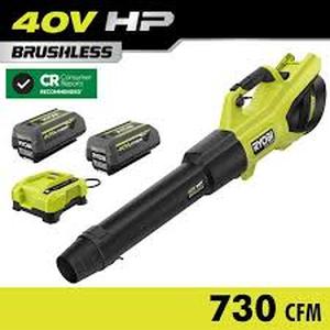 lot 8 image: RYOBI 40V HP Brushless Whisper Series 190 MPH 730 CFM Cordless Battery Jet Fan Leaf Blower with (2) 4.0 Ah Batteries & ChargerCustomer Returns See Pictures