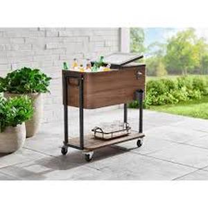 StyleWell 80 Qt. Brown Woodgrain Cooler with Black Customer Returns See Pictures