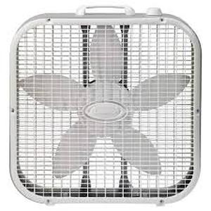lot 65 image: Lasko 20 in. 3 Speed Air Circulating Box Fan for Home in White with Save Smart Technology, 1820 CFM and Carry Handle  Customer Returns See Pictures