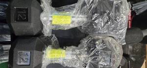 A pair of 12LB Rubber Hex Dumbbells (NEW)