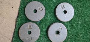 lot 17 image: Lot of four 5LB one-inch Weight Plates (USED)