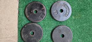 lot 18 image: Lot of four 5LB one-inch Weight Plates (USED)