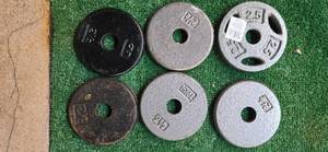 lot 20 image: Lot of six 2.5LB one-inch Weight Plates (USED)