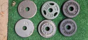 lot 21 image: Lot of six 2.5LB one-inch Weight Plates (USED)