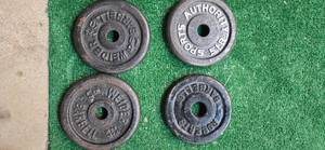 lot 23 image: Lot of four 5LB one-inch Weight Plates (USED)