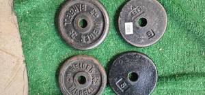 lot 28 image: Lot of four 5LB one-inch Weight Plates (USED)
