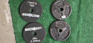 lot 31 image: Lot of four 5LB one-inch Weight Plates (USED)