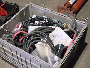 lot 130 image: Lot of (1 Tote) Assorted Light Bar Wiring Assemblies and Accessories