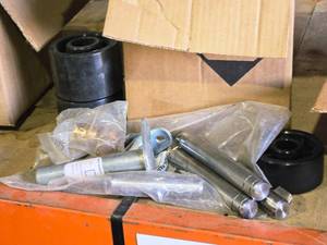 lot 266 image: Lot of (1 Box) Assorted Parts - Wheels, Various Pins, Wheel Accessories