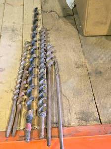 lot 269 image: Lot of (6) Assorted Boring Bits (1) 12 Square Drive 38, (1) 17 Square Drive 38, (1) 30 Hex Drive 38, (1) 20 Hex Drive 38, (2) 18 Round Drive 38