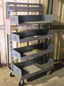 lot 168 image: Rolling Metal Storage Rack 18 x 36 x 67-12