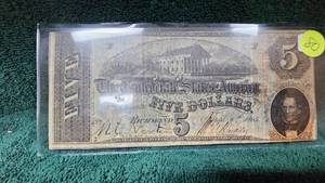 lot 80 image: 1863 $5 Richmond, VA Obsolete Note