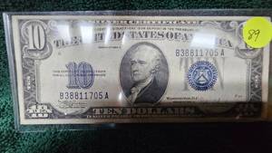 lot 89 image: 1934-C $10 Silver Certificate X-Fine