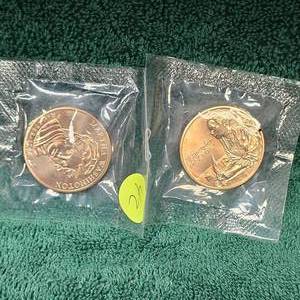 lot 42 image: Martha Washington, Abbigail Adams Copper Rounds
