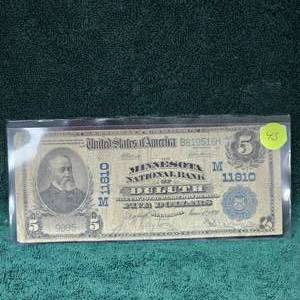 lot 43 image: 1902 Duluth, MN $5 National Large Note