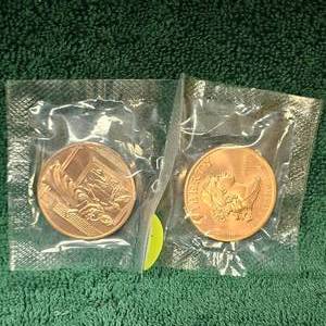 lot 54 image: Pair of 1 oz Copper President Ladies Coins