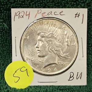 lot 59 image: 1924 Peace Dollar $1 BU