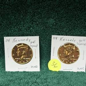 lot 36 image: 2-2004 Kennedy 50c Gold Layered