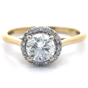 lot 10 image: 1.10 Carat Diamond Pav Halo Ring in 14k Yellow Gold