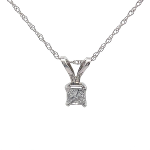 lot 27 image: NEW Princess Natural Diamond Solitaire Pendant Necklace