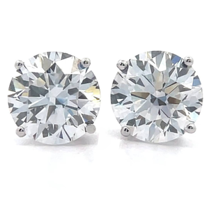 lot 1 image: Sparkling 4 Carat Round Diamond Solitaire Stud Earrings in 14k White Gold w Report