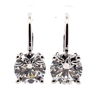 lot 2 image: 6 Carat Diamond Drop Solitaire Lever Back Earrings in 14k White Gold