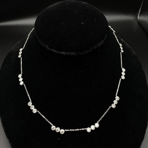 lot 4 image: 6 Carat Diamond Triple Bezel Station Necklace in 14k White Gold