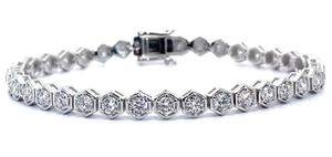 lot 9 image: Modern 5.50 Carat Diamond Geometric Bezel Tennis Bracelet