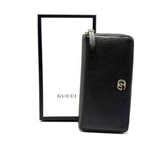 lot 6D image: Gucci Black Pebbled Leather Zip-Around Continental Wallet  Box Pre-Owned Retail $850