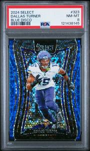 lot 11 image: DALLAS TURNER 2024 PANINI SELECT BLUE DISCO SUITE LEVEL 1425 PSA 8 121438145