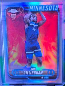 lot 103 image: ROB DILLINGHAM 2025 TOPPS CHROME REFRACTOR ROOKIE CARD